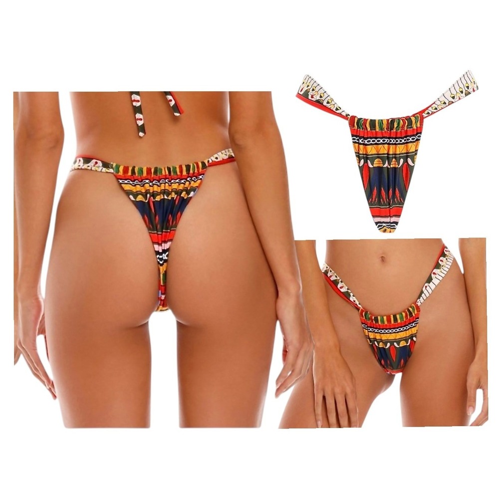 Agua Bendita 9325 Selena Elsa Menfis Bikini Swim Bottom XL Reversible Tribal NWT